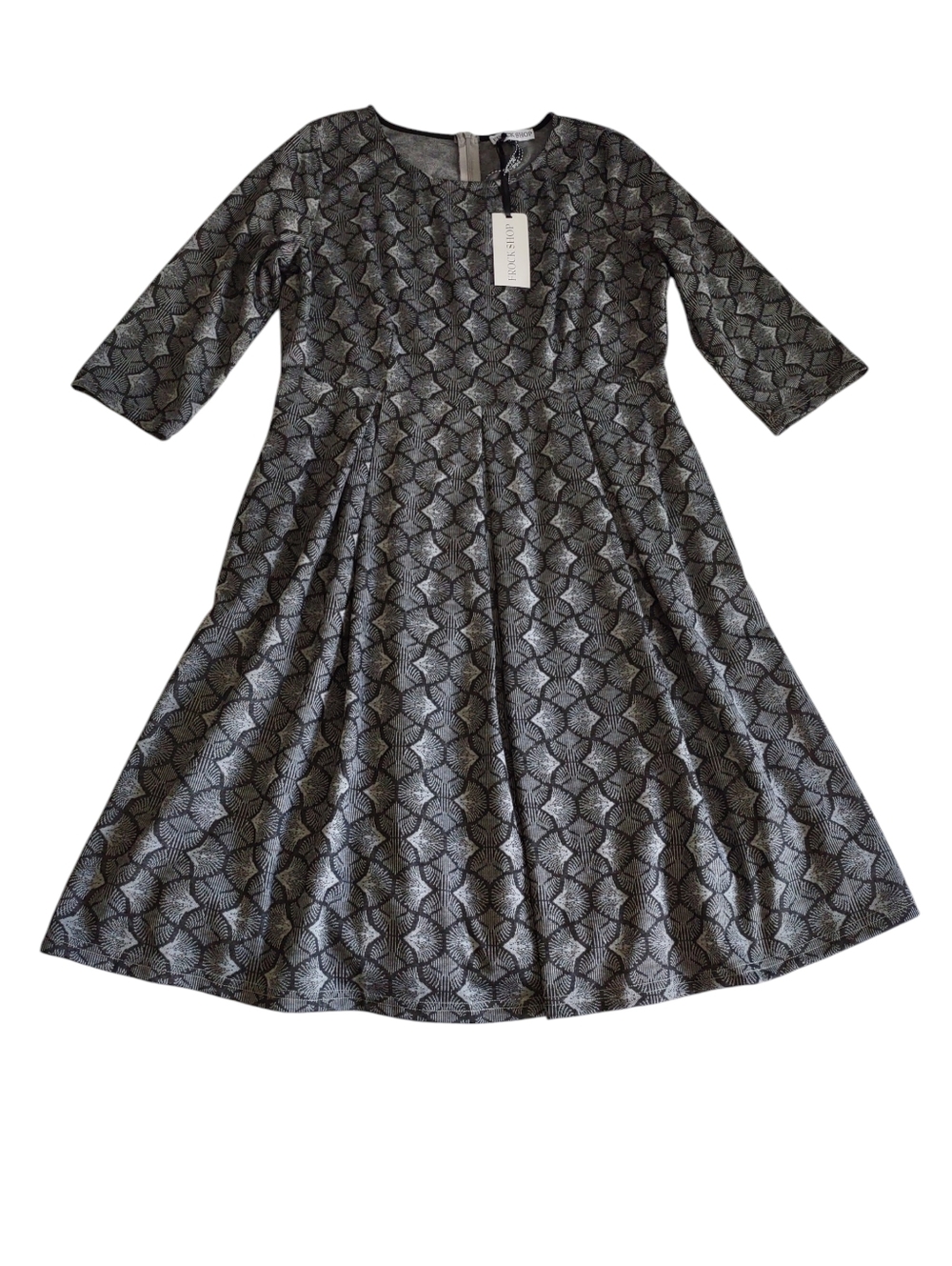 Frock Shop XL Pleated Quarter Sleeve Geo Print Dress